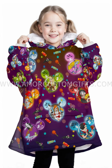 Personalized Princess Horror Icons Halloween Snug Oversized Wearable Hoodie Blanket-Hoodie Blanket-Amor Custom Gifts