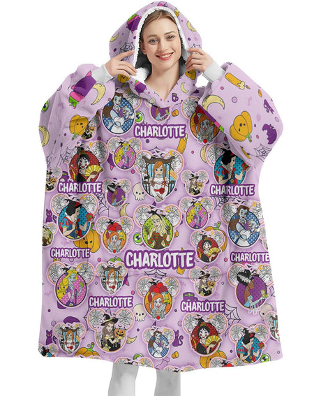 Personalized Princess Horror Icons Halloween Snug Oversized Wearable Hoodie Blanket-Hoodie Blanket-Amor Custom Gifts