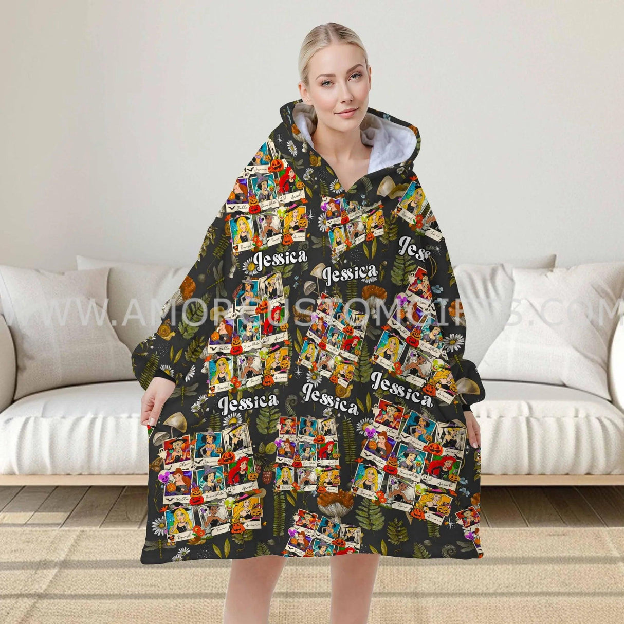 Personalized Princess Tarot Cards Halloween Snug Oversized Wearable Hoodie Blanket-Hoodie Blanket-Amor Custom Gifts