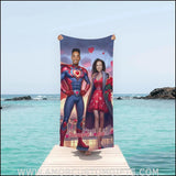 Towels Personalized Red Superman Couple Love City Beach Towel | Customized Superhero Theme Pool Towel