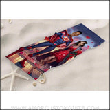 Towels Personalized Red Superman Couple Love City Beach Towel | Customized Superhero Theme Pool Towel