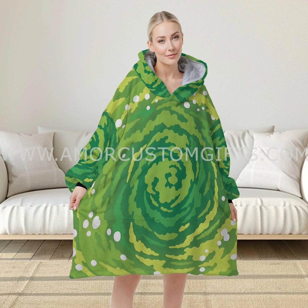 Personalized Rick and Morty Snug Oversized Wearable Hoodie Blanket-Hoodie Blanket-Amor Custom Gifts