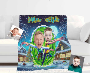 Blankets Personalized Rick Morty Xmas 2 Blanket | Custom Face & Name Boy Photo Blanket