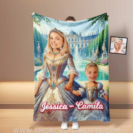 Blankets Personalized Royal Mother Daughter 1 Blanket | Custom Face & Name Mom Daughter Blanket