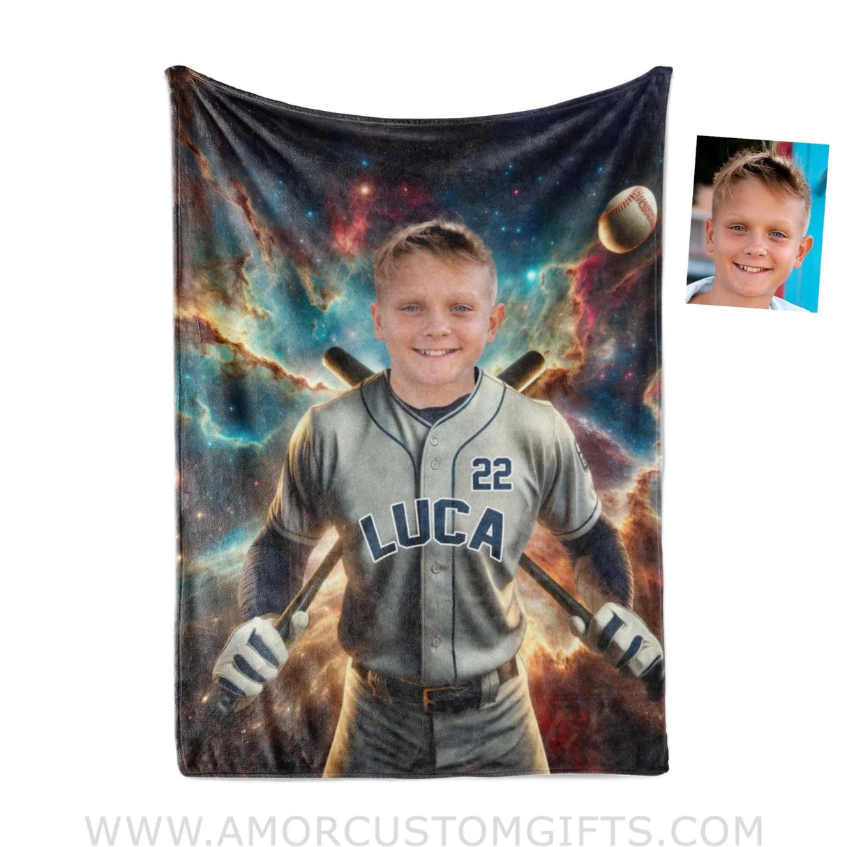 Blankets Personalized MLB San Diego Baseball Boy Padres Photo Blanket | Custom Name & Face Boy Blanket