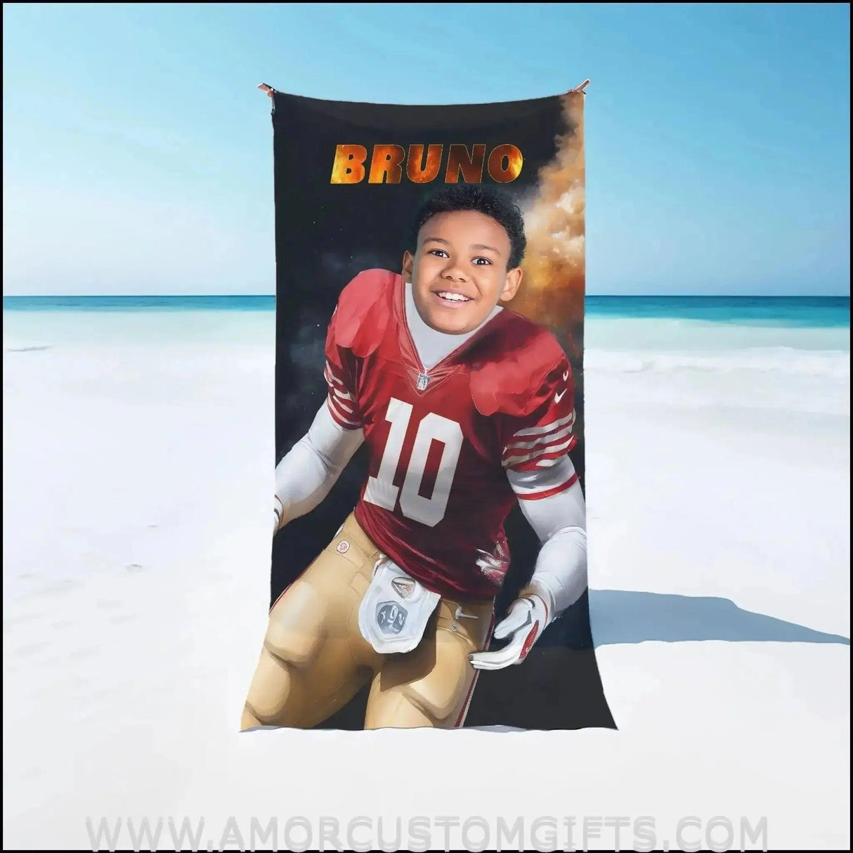 Towels Personalized San Francisco Football Boy Beach Towel | Customized Football Theme Pool Towel