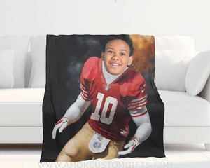 Blankets Personalized San Francisco Football Boy Photo Blanket | Custom Name & Face Boy Blanket