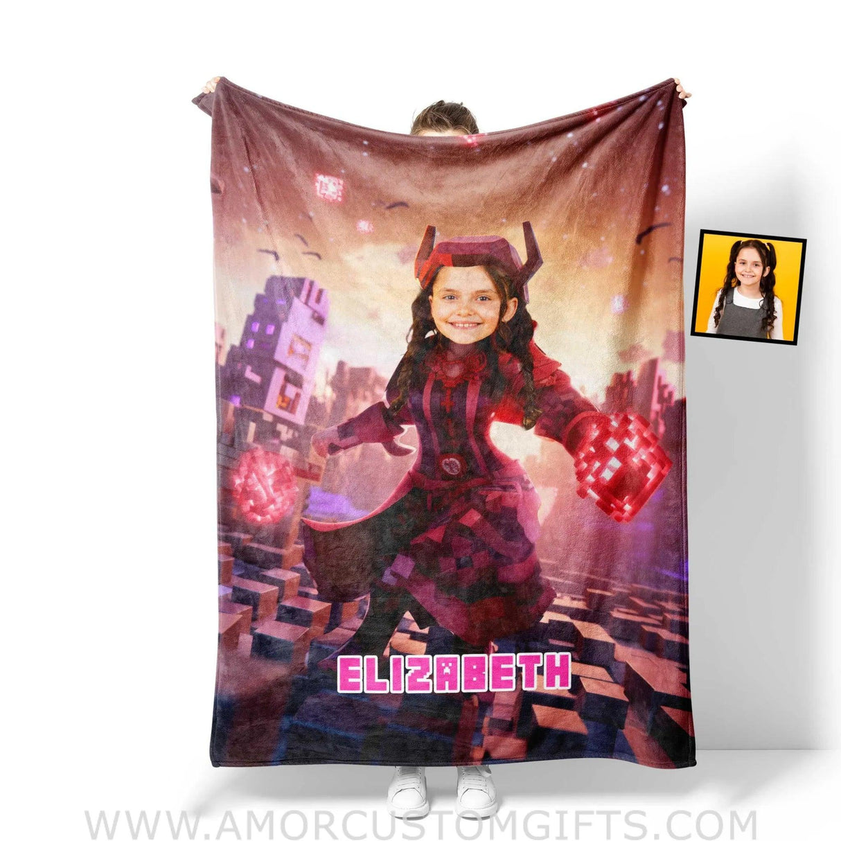 Blankets Personalized Scarlete Witch Wanda Blanket | Custom Name & Face Girl Blanket