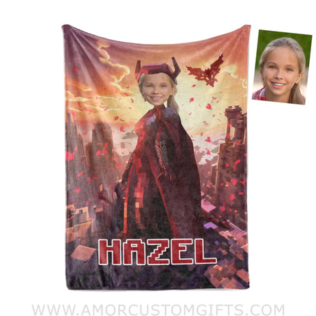 Blankets Personalized Scarlete Witch Wanda On Top Blanket | Custom Name & Face Girl Blanket