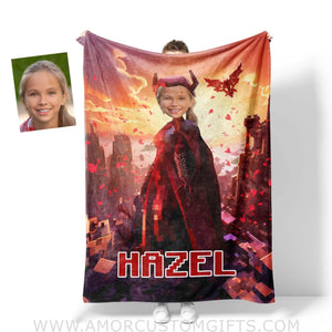 Blankets Personalized Scarlete Witch Wanda On Top Blanket | Custom Name & Face Girl Blanket