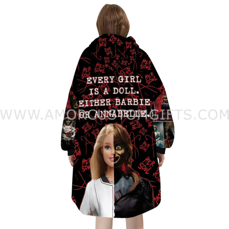 Personalized Scary Doll Halloween Snug Oversized Wearable Hoodie Blanket-Hoodie Blanket-Amor Custom Gifts