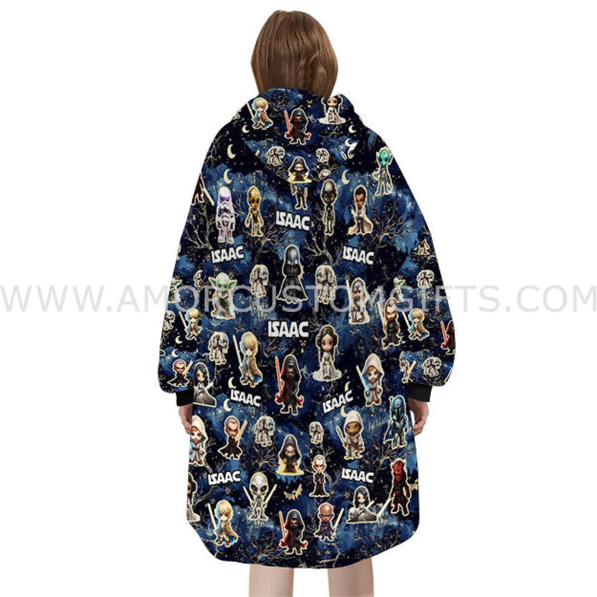 Personalized Scifi Saga Chibi Space Wars Halloween Snug Oversized Wearable Hoodie Blanket-Hoodie Blanket-Amor Custom Gifts