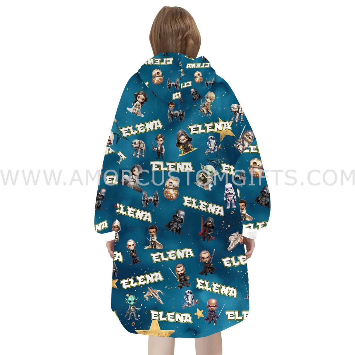 Personalized Scifi Saga Space Wars Chibi Snug Oversized Wearable Hoodie Blanket-Hoodie Blanket-Amor Custom Gifts