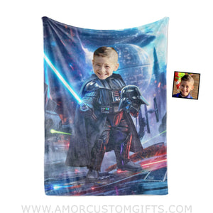 Blankets Personalized Scifi Saga Star Wars Vader Boy Photo Blanket | Custom Name & Face Boy Blanket