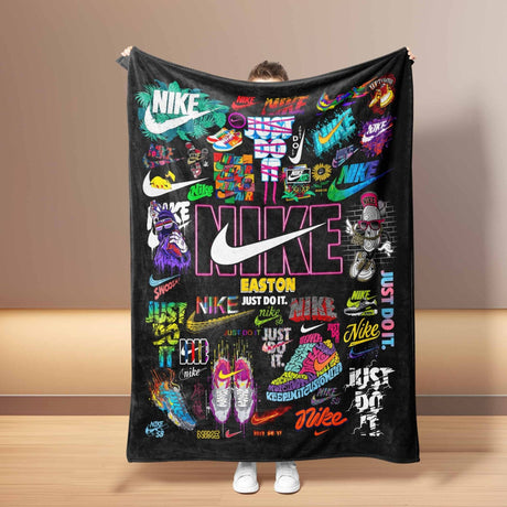 Shoes Personalized Sneakers Blanket | Custom Name Just Do It Throw Tapestry  Blanket