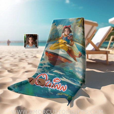 Personalized Snow White Surfing Summer Beach Towel Towels