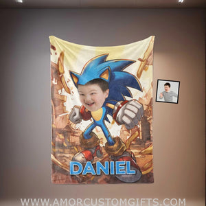 Blankets Personalized Sonic The Hedgehog Blanket | Custom Face & Name Boy Blanket