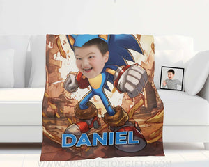 Blankets Personalized Sonic The Hedgehog Blanket | Custom Face & Name Boy Blanket