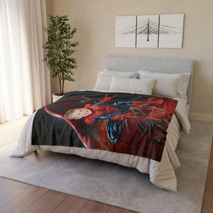 Blankets Personalized Spider Boy Photo Blanket | Custom Face & Name Superhero Spidey Blanket