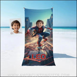 Towels Personalized Spider Boy Skating Though City Beach Towel | Customized Superhero Theme Pool Towel