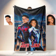 Blankets Personalized Spiderman Gwen Couple 3 Blanket | Custom Face & Name Couple Blanket