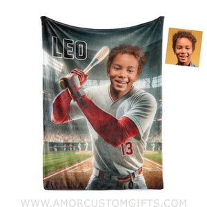 Blankets Personalized MLB St. Louis Baseball Boy Cardinals Photo Blanket | Custom Name & Face Boy Blanket