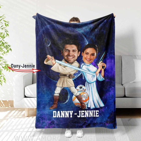 Blankets Personalized Star War Luke Couple Blanket | Custom Face & Name Man Woman Blanket,  Customized Blanket