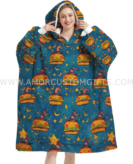 Personalized Starlight Burger Wizards Snug Oversized Wearable Hoodie Blanket-Hoodie Blanket-Amor Custom Gifts