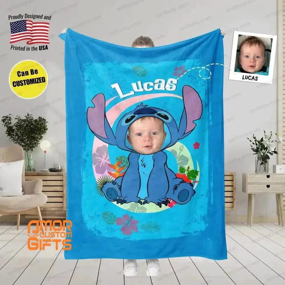 Blankets Personalized Stitch Blanket | Custom Face & Name Stitch Boy Blanket,  Customized Blanket