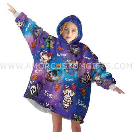 Personalized Stitchy Horror Icons Halloween Snug Oversized Wearable Hoodie Blanket-Hoodie Blanket-Amor Custom Gifts