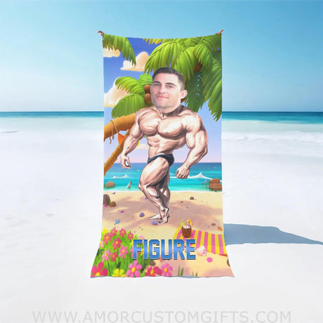 Towels Personalized Summer Body Builder Boy Beach Towel