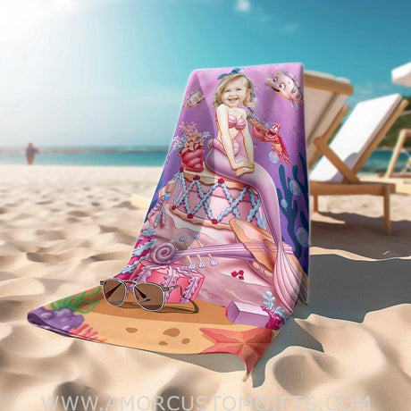 Towels Personalized Summer Fairy Tales Mermaid Princess Beach Towel