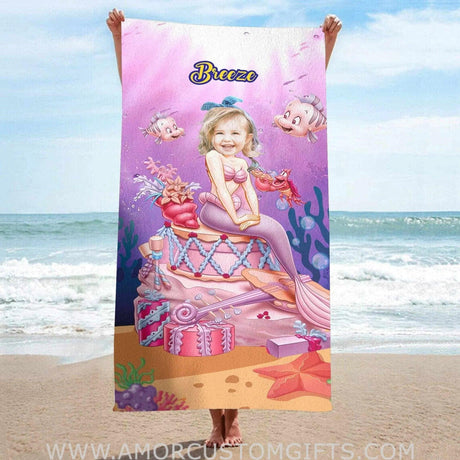 Towels Personalized Summer Fairy Tales Mermaid Princess Beach Towel