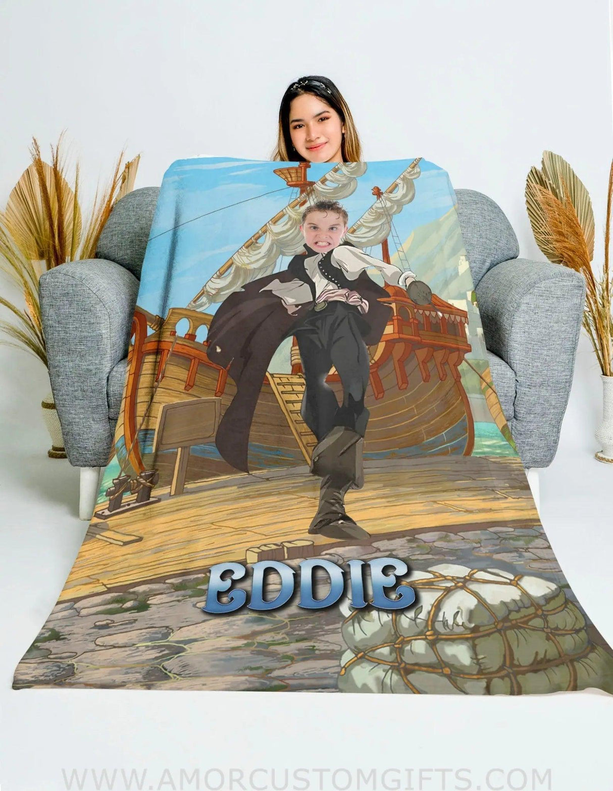 Blankets Personalized Summer Pirate 1 Blanket | Custom Boy Pirate Blanket