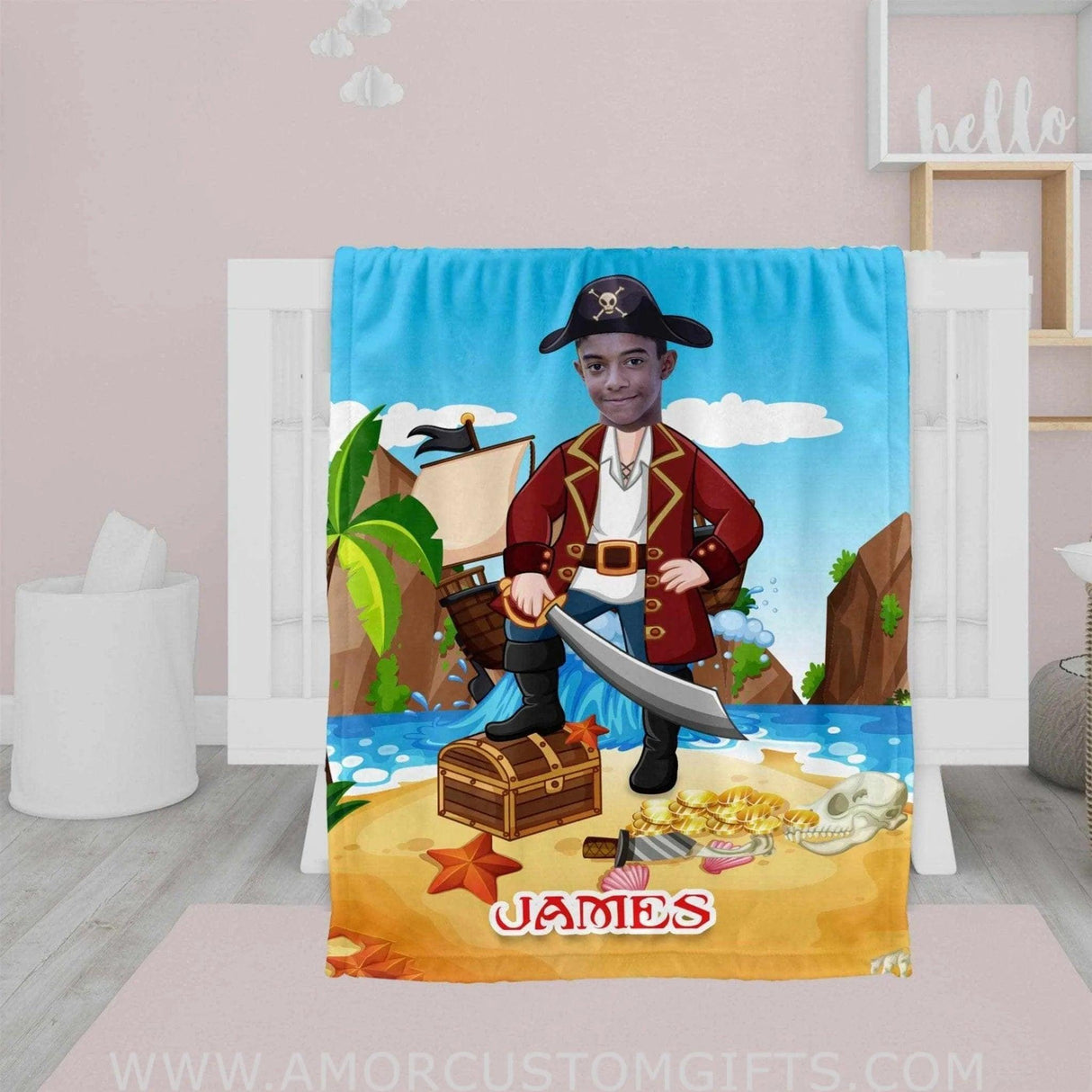 Blankets Personalized Summer Pirate 2 Blanket | Custom Boy Pirate Blanket