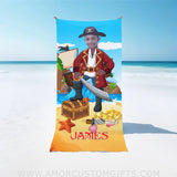 Towels Personalized Summer Pirate Character 2 On Beach Towel