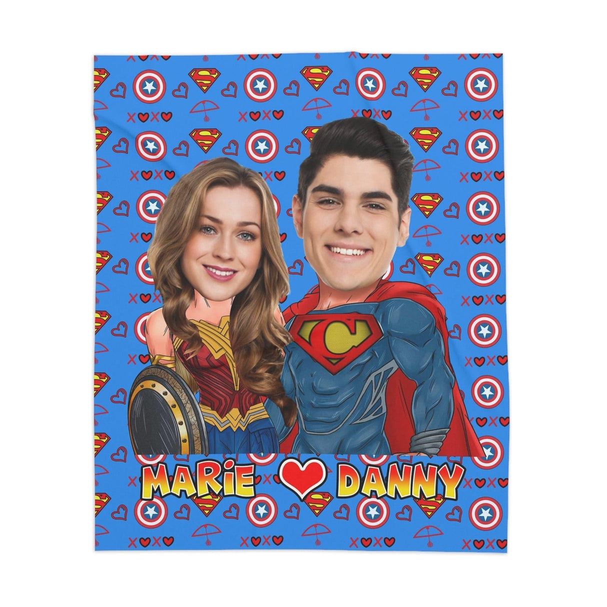 Blankets Personalized Super Heroes Couples  Wonder Woman Blanket | Custom Face & Name Boy Girl Blanket,  Customized Blanket