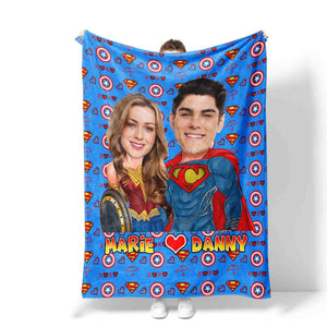 Blankets Personalized Super Heroes Couples  Wonder Woman Blanket | Custom Face & Name Boy Girl Blanket,  Customized Blanket