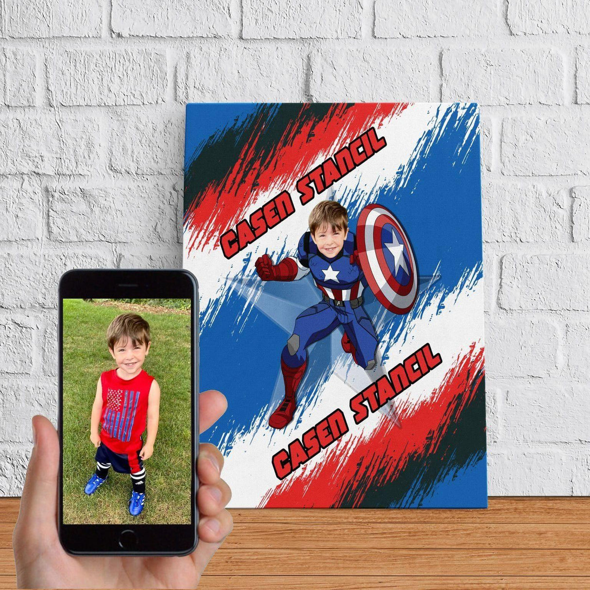 Blankets Personalized Superhero American Captain Boy Blanket | Custom Face & Name Boy Blanket