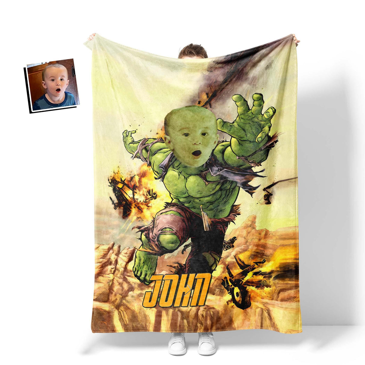 Personalized Superhero Baby Green Hulk 7 Boy Blanket | Custom Blanket For Boys-Blankets-Amor Custom Gifts