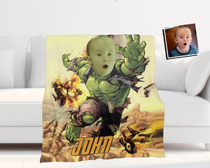 Personalized Superhero Baby Green Hulk 7 Boy Blanket | Custom Blanket For Boys-Blankets-Amor Custom Gifts