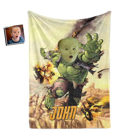 Personalized Superhero Baby Green Hulk 7 Boy Blanket | Custom Blanket For Boys-Blankets-Amor Custom Gifts