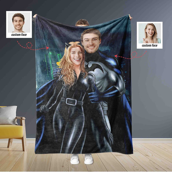 Personalized Batman Catwoman Couple 4 Blanket  Custom Face & Name Couple  Blanket - Blankets Baby Bedding Baby Boy Gift Batman Blanket – Amor Custom  Gifts