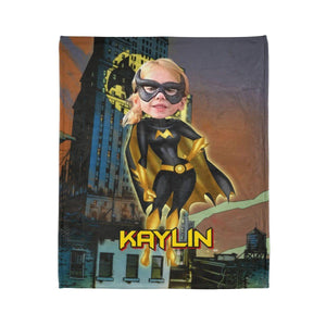 Blankets Personalized Superhero Bat Girl Blanket | Custom Face & Name Girl Blanket,  Customized Blanket