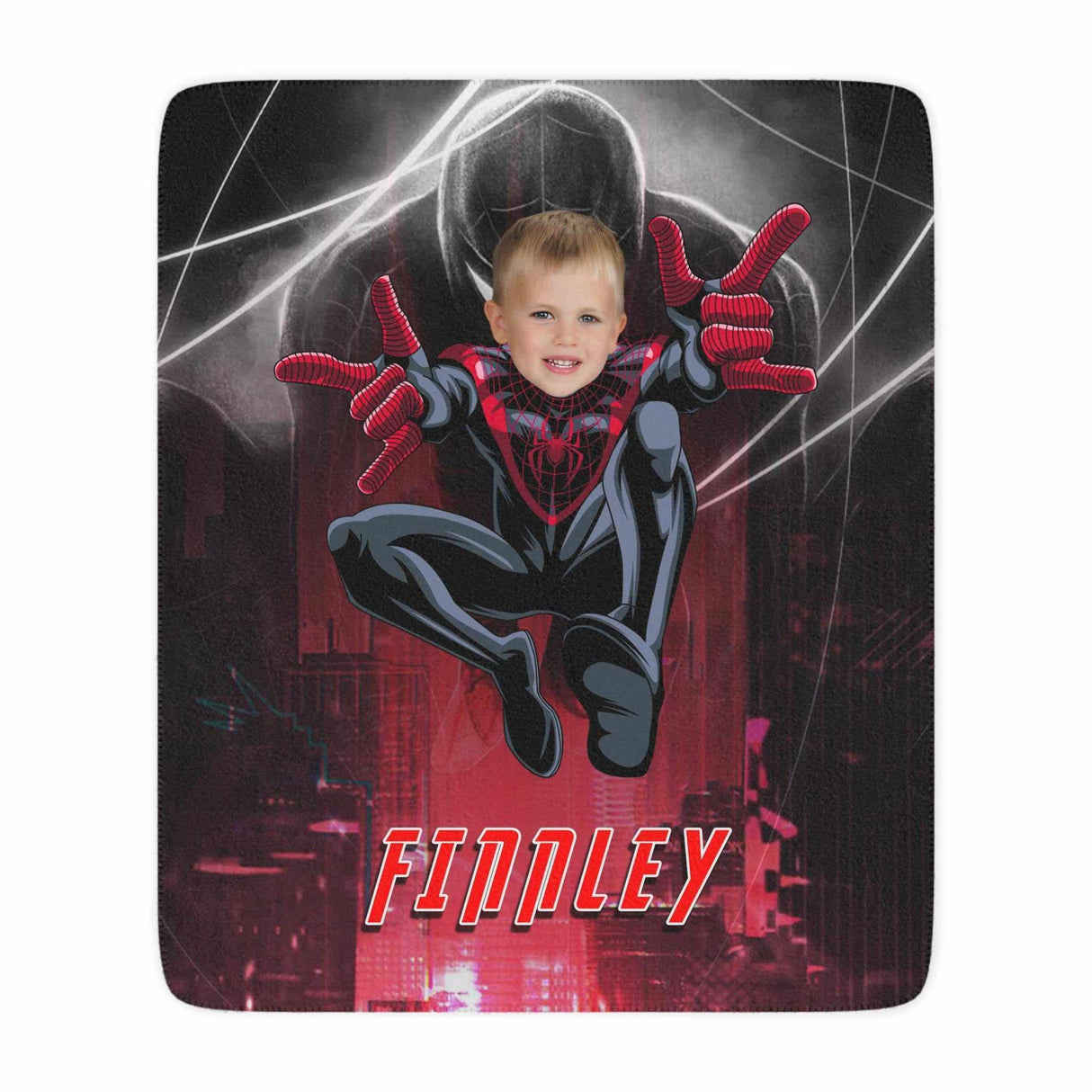 Blankets Personalized Superhero Black Spider Boy Blanket | Custom Black Spider Blanket