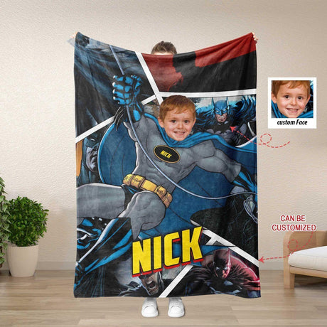 Blankets Personalized Superhero Blanket | Custom Bat Boy Hero Blanket