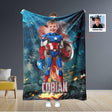 Blankets Personalized Superhero Captain Blanket | Custom Face & Name American Captain Boy Blanket,  Customized Blanket