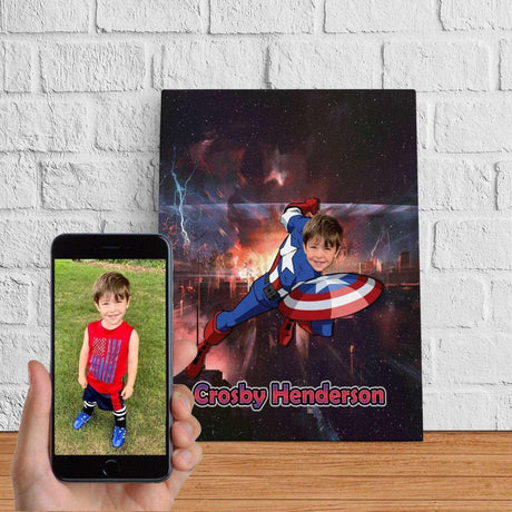 Blankets Personalized Superhero Captain America Blanket | Custom Face & Name Captain America Blanket