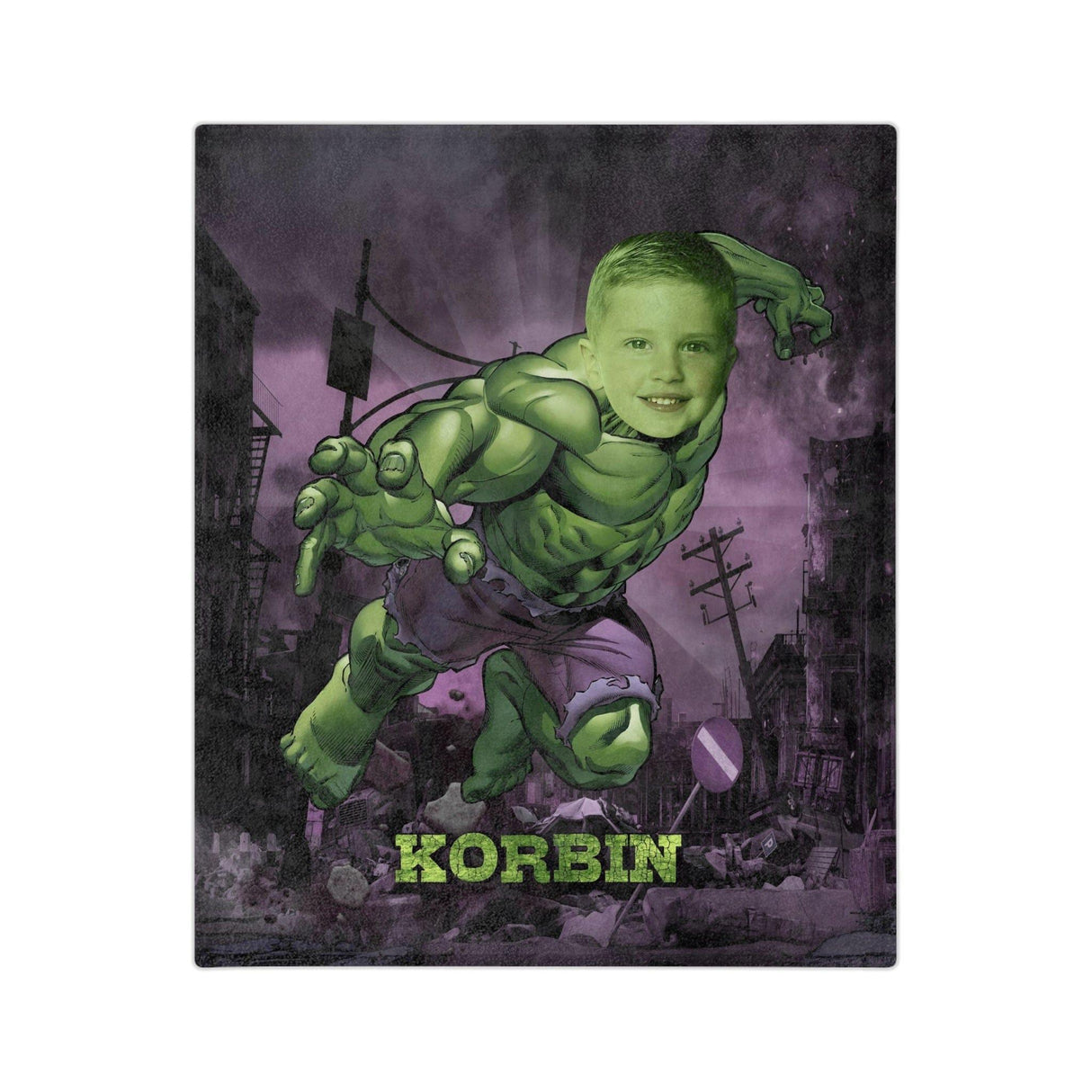 Blankets Personalized Superhero Blanket | Custom Green Hero Photo Blanket