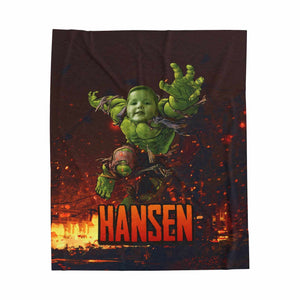 Blankets Personalized Superhero Blanket | Custom Face & Name Boy Green Hero Blanket,  Customized Blanket